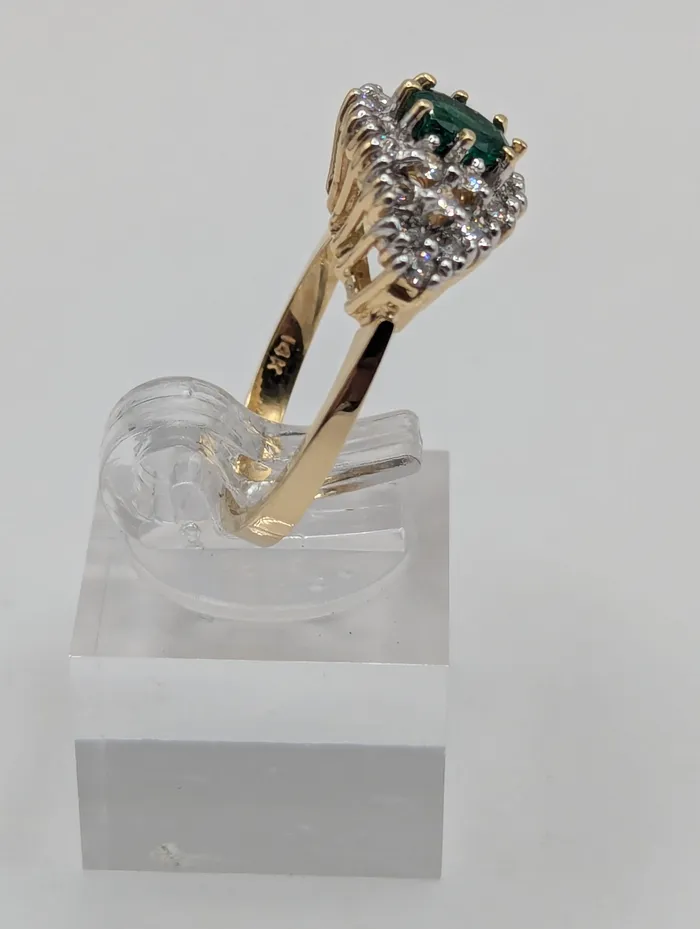 Rings STA Ladies 48CT EMERALD 54CT DIAMOND CLUSTER RING IN 14K YELLOW GOLD 43G Sz 65 New item V21198