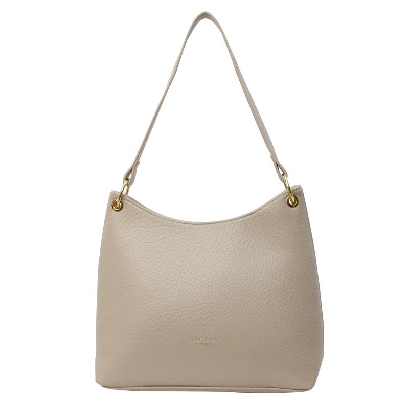 Dames Schoudertassen | Femme Forte Annabelle Taupe Calfskin Leather Shoulder Bag Schoudertassen Dames